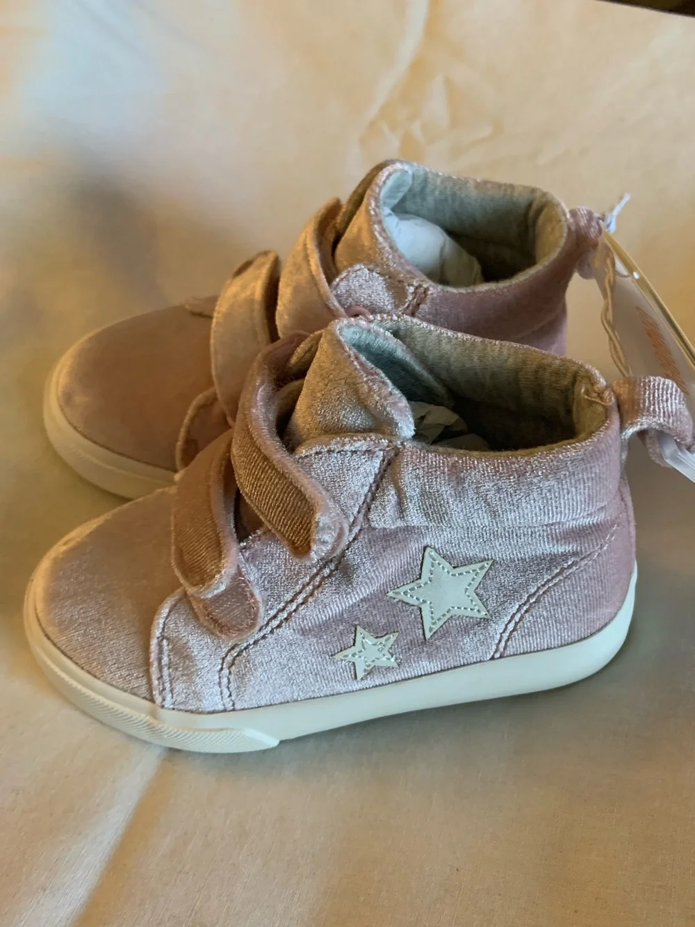 Gymboree Pink Rose Velvet High Top Stars Sneakers Size 6 NWT